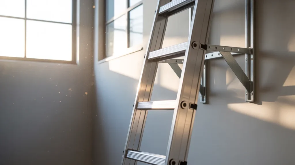 Vertical Ladder Wall Rack in a Sunlit Garage